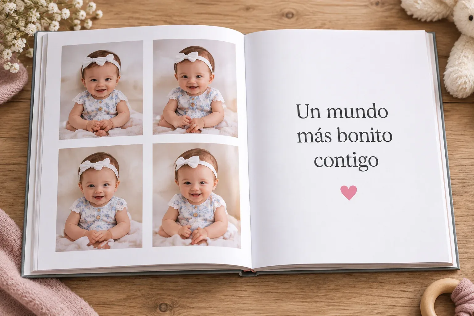 Páginas de un Photo Book con fotografías de los primeros años