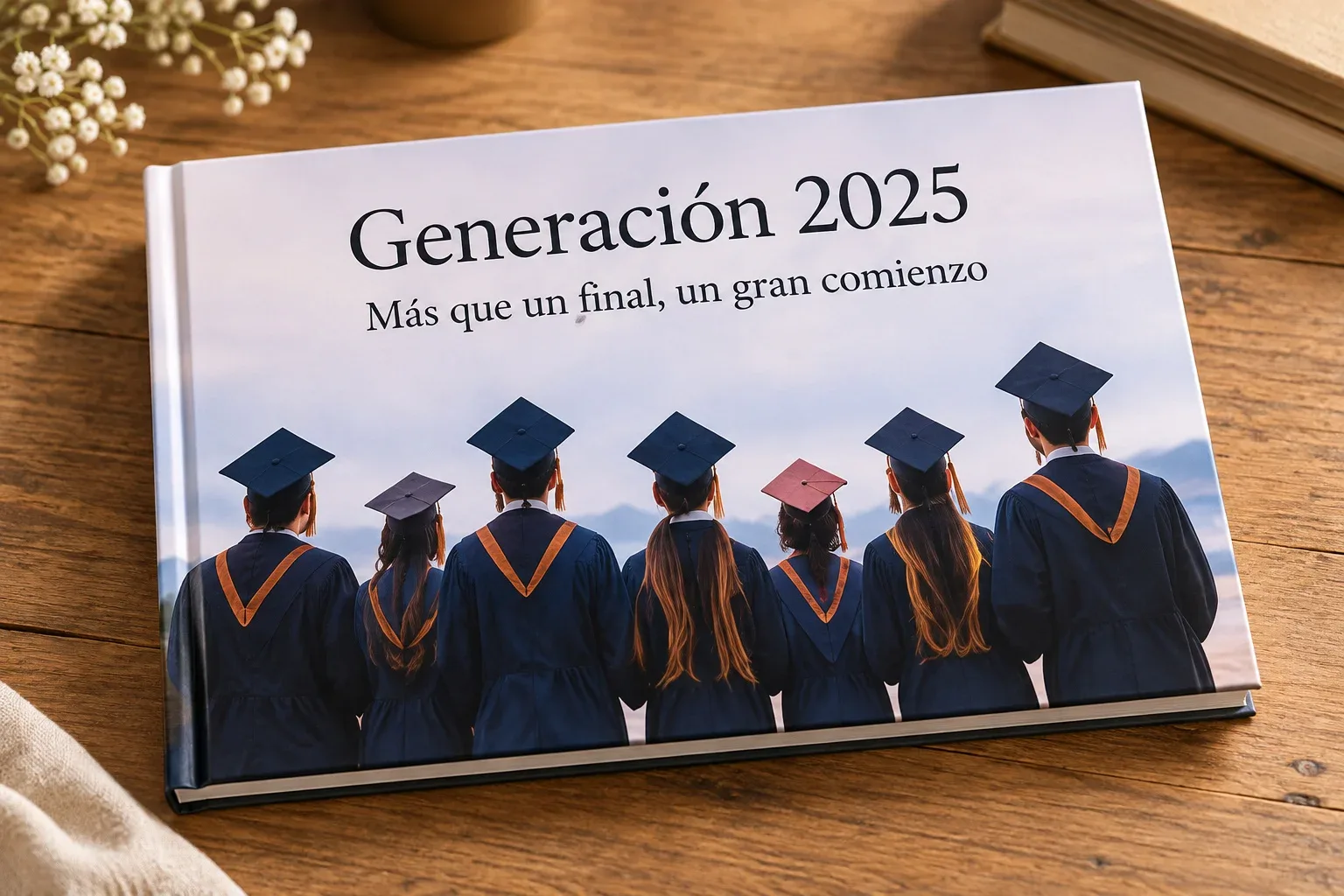 Anuario con una fotografía de la generación en portada